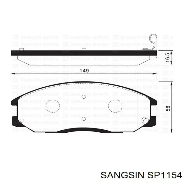 Задні гальмівні колодки Sangsin SP1154 ціна, від 19.12 USD