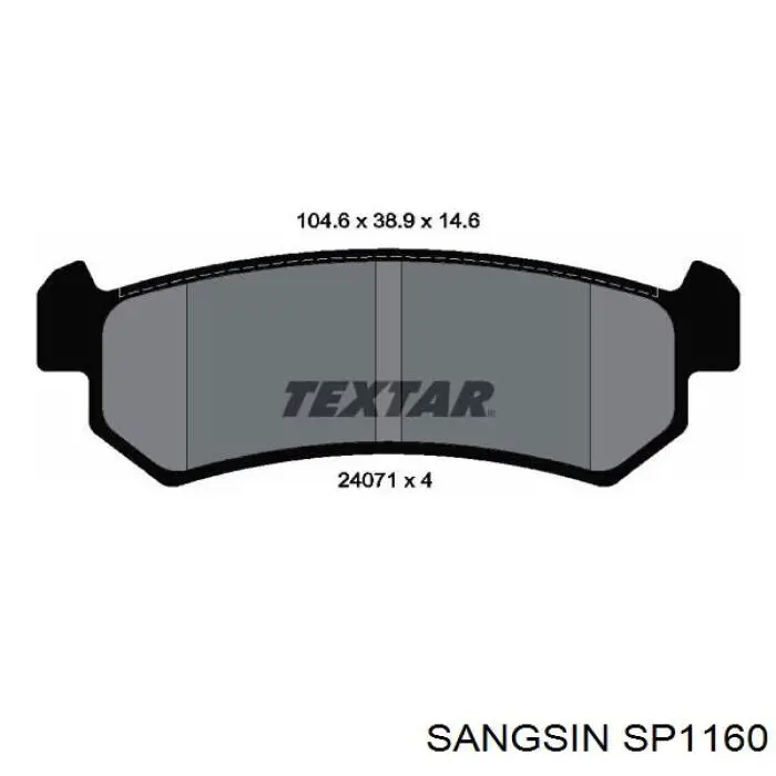 Задні гальмівні колодки Sangsin SP1160 ціна, від 14.71 USD