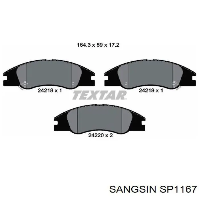 Купити SP1167 Sangsin Колодки гальмівні передні, дискові