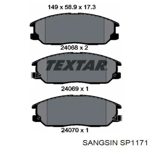 Гальмівні колодки Sangsin SP1171 ціна, від 24.56 USD