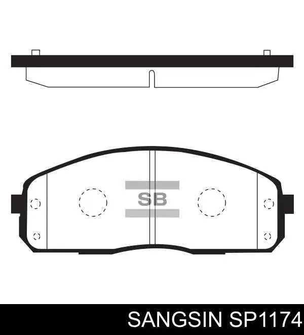 Купити SP1174 Sangsin Колодки гальмівні передні, дискові