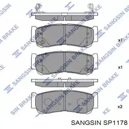 SP1178 Sangsin Колодки гальмівні задні, дискові