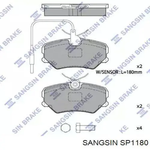 SP1180 Sangsin Передні гальмівні колодки