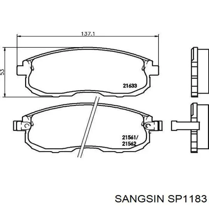 Купити SP1183 Sangsin Колодки гальмівні передні, дискові