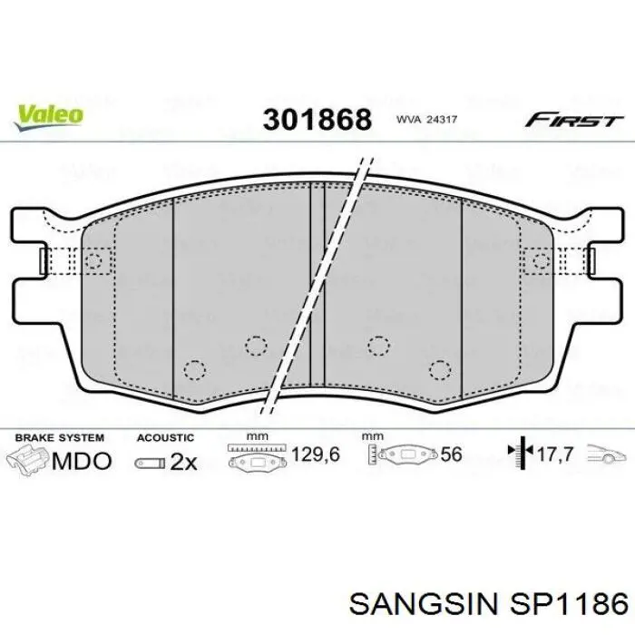 Передні тормозні колодки SP1186 Sangsin
