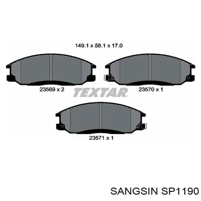 Гальмівні колодки Sangsin SP1190 ціна, від 21.64 USD