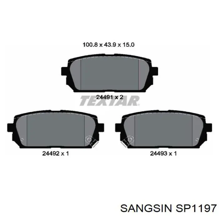 Колодки гальмові задні, дискові SP1197 Sangsin