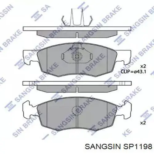 Гальмівні колодки Sangsin SP1198 ціна, від 17.74 USD