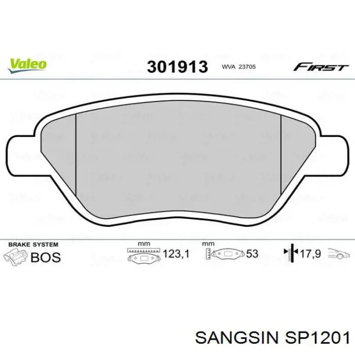 Передні тормозні колодки SP1201 Sangsin