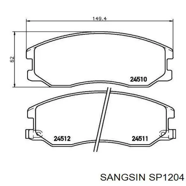 SP1204 Sangsin колодки гальмівні передні, дискові