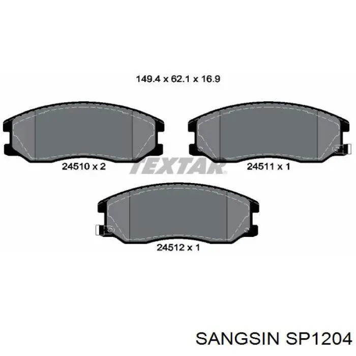 SP1204 Sangsin Передні гальмівні колодки