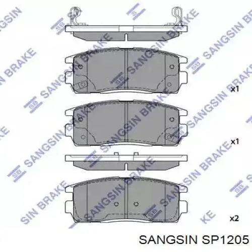 Задні гальмівні колодки Sangsin SP1205 ціна, від 17.35 USD