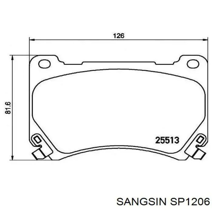 SP1206 Sangsin Передні гальмівні колодки