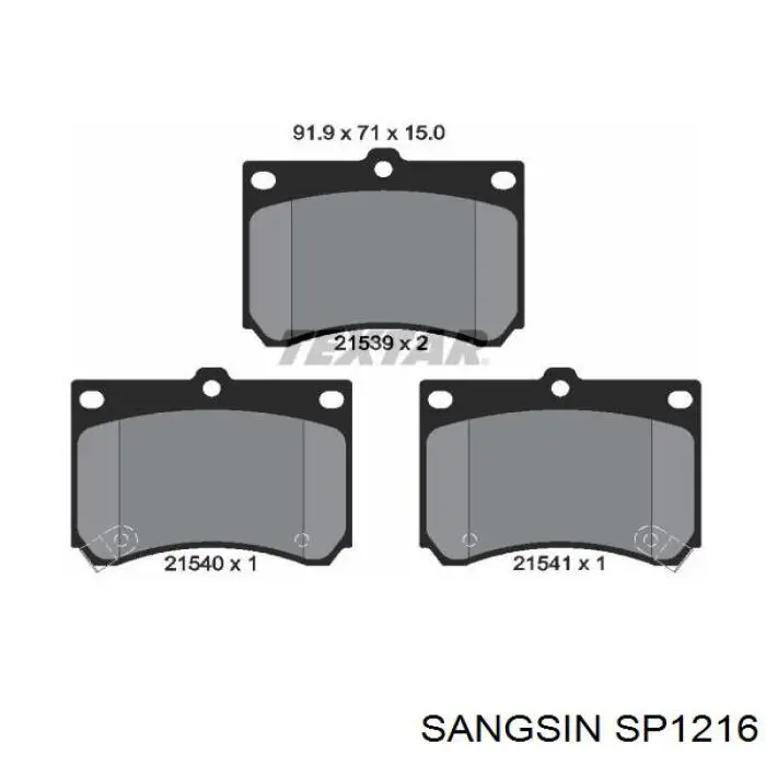 SP1216 Sangsin колодки гальмівні передні, дискові