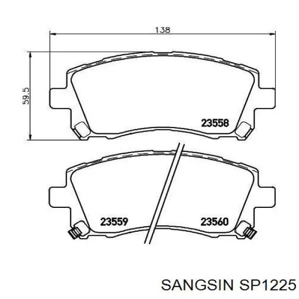 Купити SP1225 Sangsin Колодки гальмівні передні, дискові