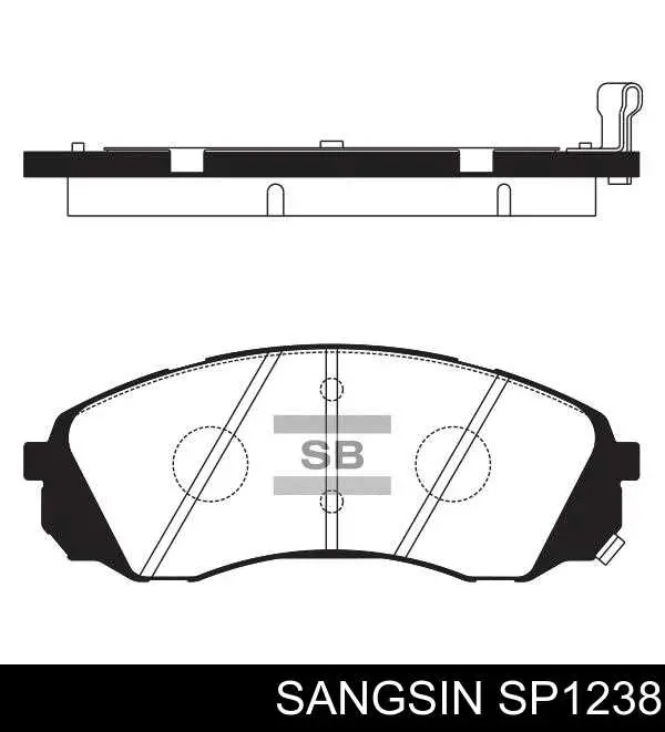 Купити SP1238 Sangsin Колодки гальмівні передні, дискові