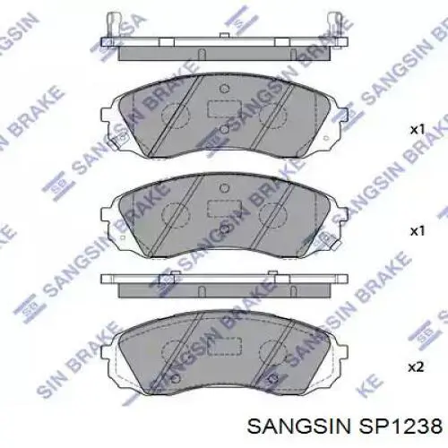 SP1238 Sangsin колодки гальмівні передні, дискові