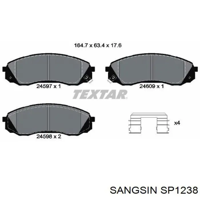 Передні тормозні колодки SP1238 Sangsin