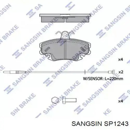 SP1243 Sangsin колодки гальмівні передні, дискові