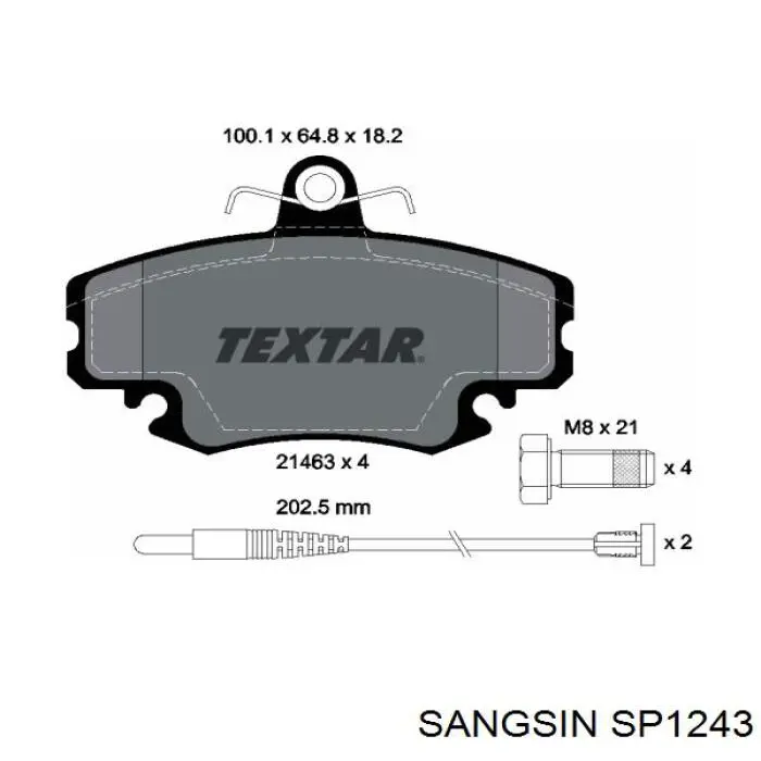 Купити SP1243 Sangsin Колодки гальмівні передні, дискові