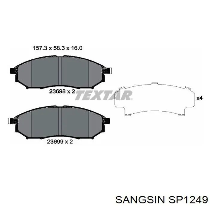 Передні тормозні колодки SP1249 Sangsin