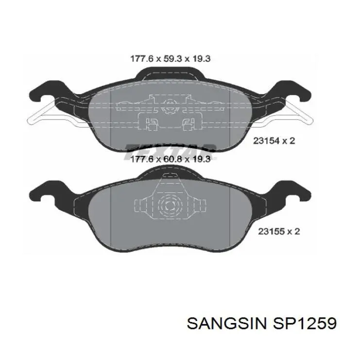 SP1259 Sangsin Передні гальмівні колодки