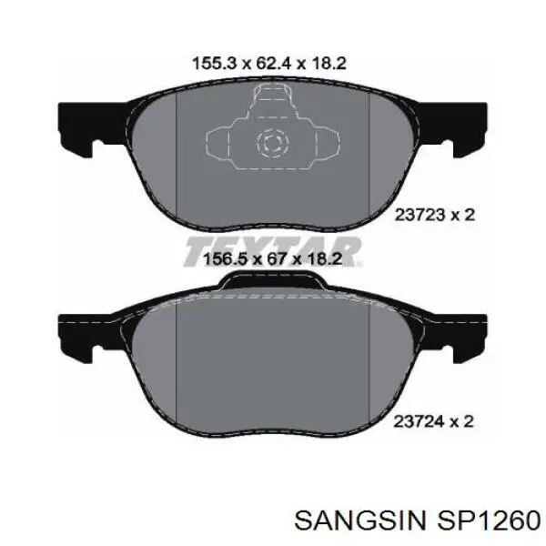 Купити SP1260 Sangsin Колодки гальмівні передні, дискові