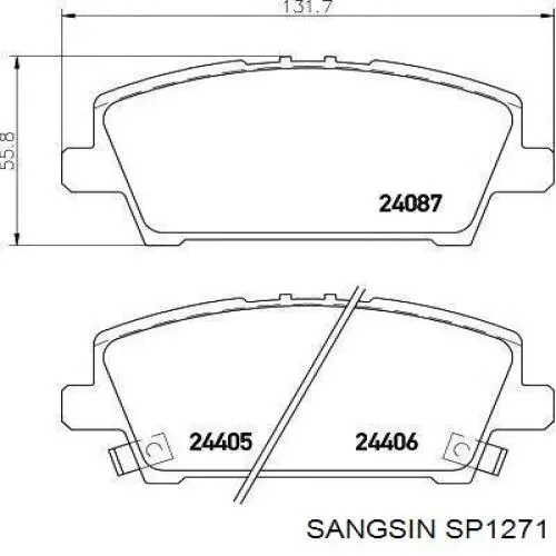SP1271 Sangsin Передні гальмівні колодки