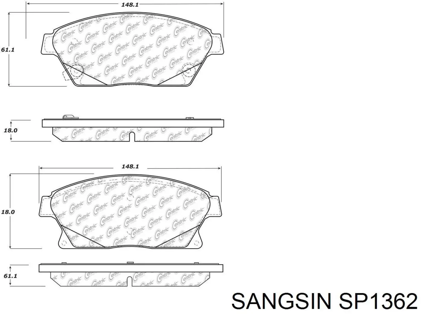 Передні тормозні колодки SP1362 Sangsin
