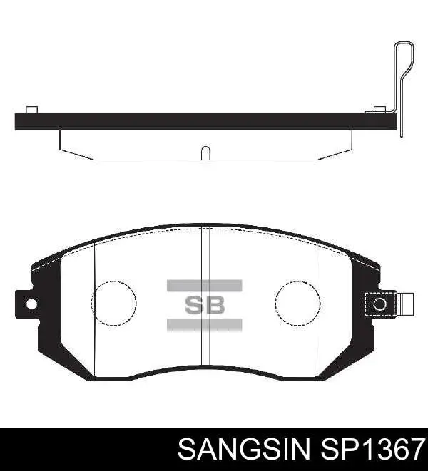 Купити SP1367 Sangsin Колодки гальмівні передні, дискові