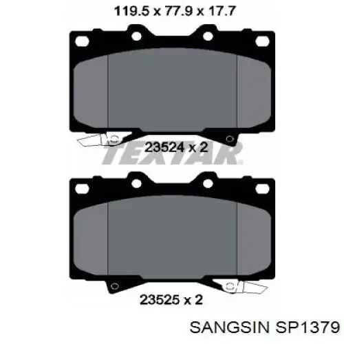 SP1379 Sangsin Передні гальмівні колодки