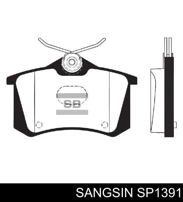 SP1391 Sangsin Колодки гальмівні задні, дискові