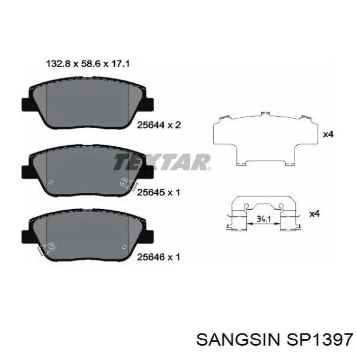 Колодки гальмівні передні, дискові SP1397 Sangsin