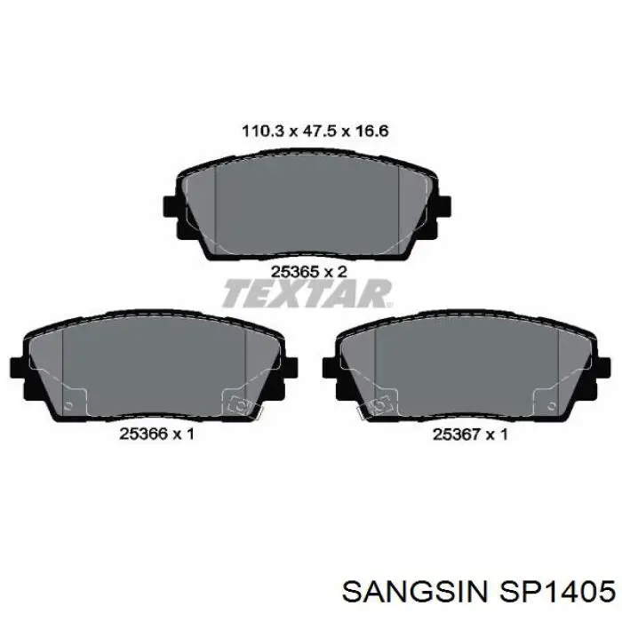 Гальмівні колодки Sangsin SP1405 ціна, від 17.72 USD