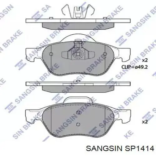 Колодки гальмівні передні, дискові SP1414 Sangsin