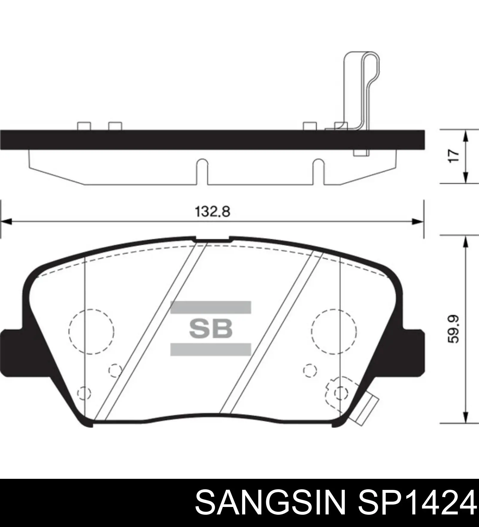 Купити SP1424 Sangsin Колодки гальмівні передні, дискові