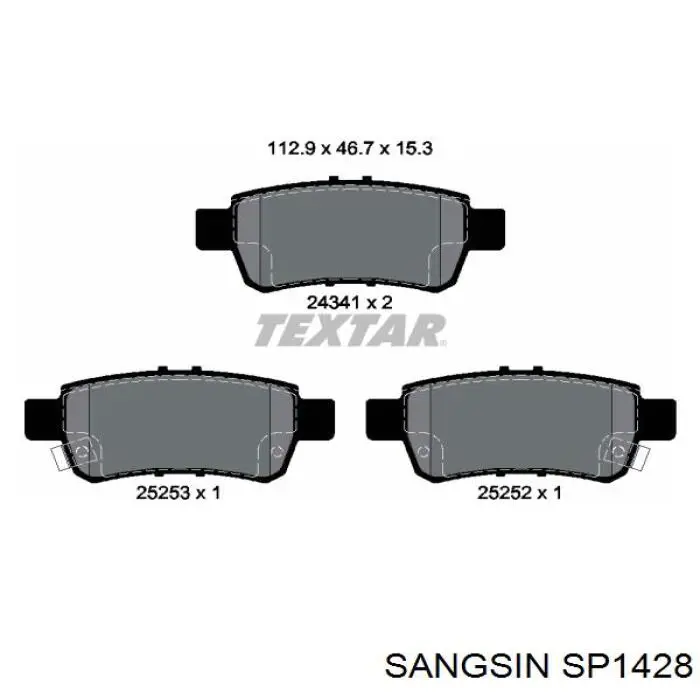 Задні гальмівні колодки Sangsin SP1428 ціна, від 21.60 USD