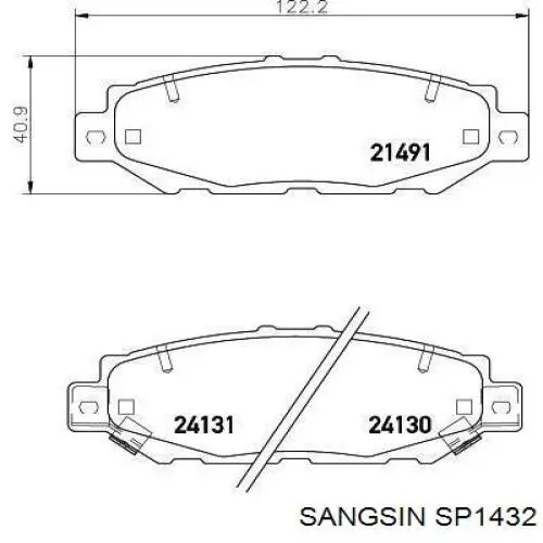 Колодки гальмові задні, дискові SP1432 Sangsin