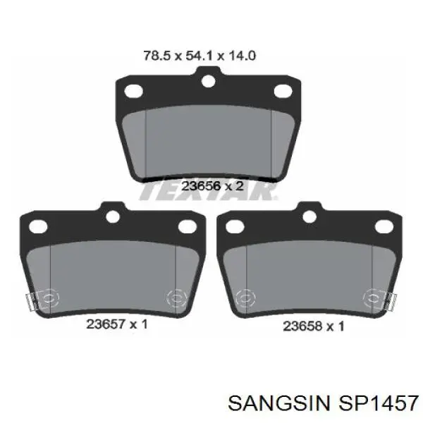 SP1457 Sangsin колодки гальмові задні, дискові