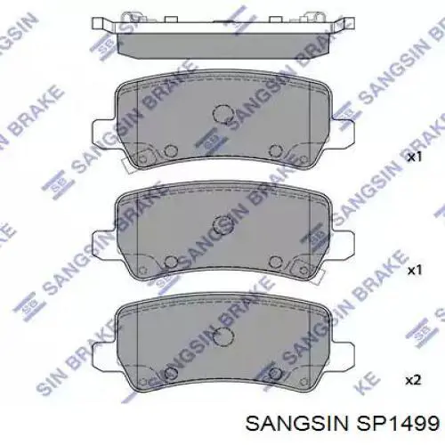 SP1499 Sangsin Колодки гальмівні задні, дискові