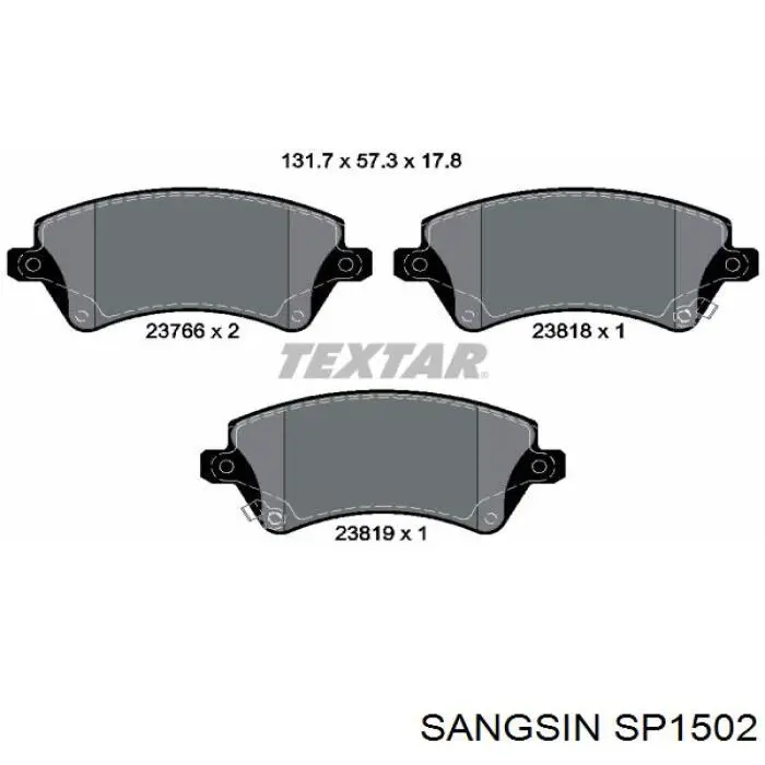 Гальмівні колодки Sangsin SP1502 ціна, від 22.60 USD