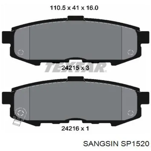 Задні гальмівні колодки Sangsin SP1520 ціна, від 19.49 USD