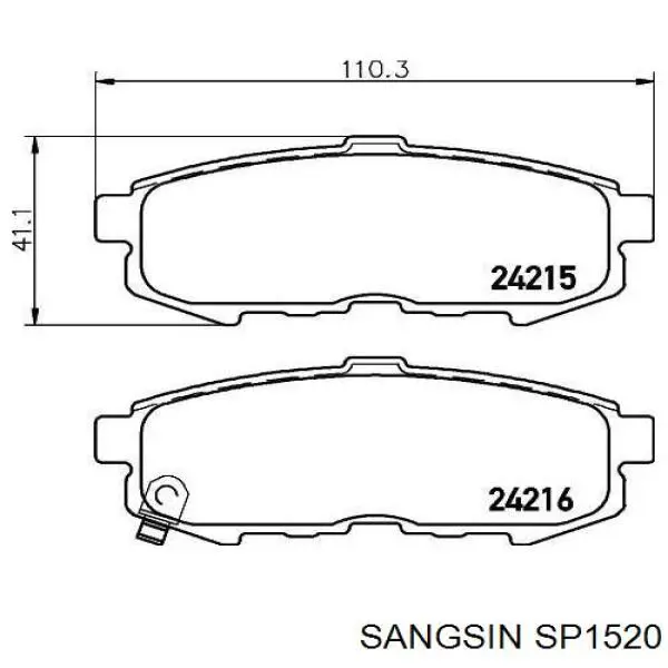 SP1520 Sangsin колодки гальмові задні, дискові
