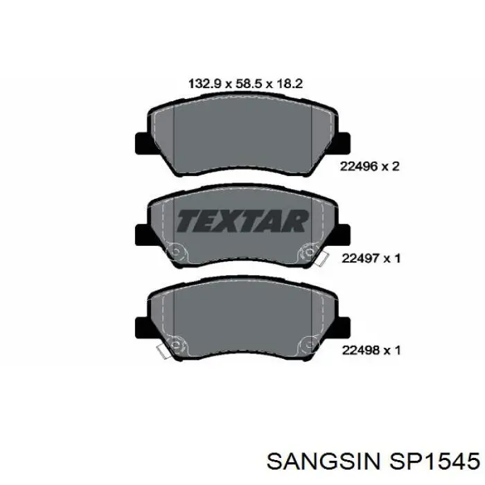 SP1545 Sangsin колодки гальмівні передні, дискові