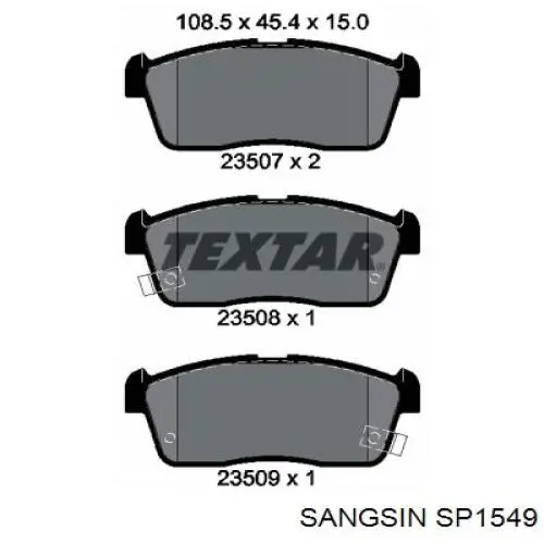 Гальмівні колодки Sangsin SP1549 ціна, від 18.95 USD