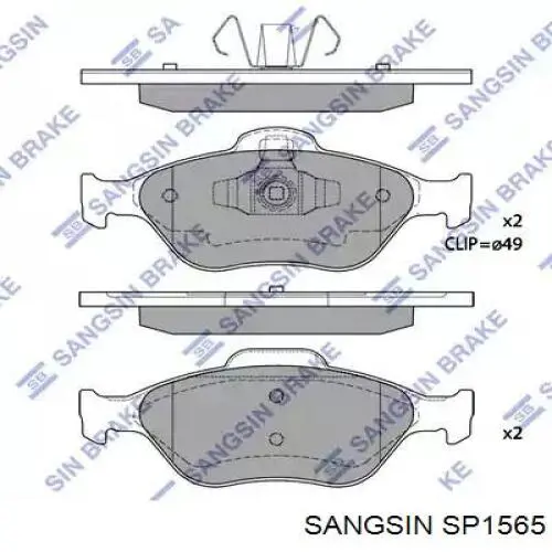 Колодки гальмівні передні, дискові SP1565 Sangsin