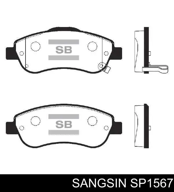 Купити SP1567 Sangsin Колодки гальмівні передні, дискові