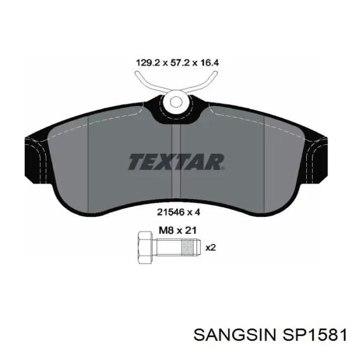 SP1581 Sangsin колодки гальмівні передні, дискові