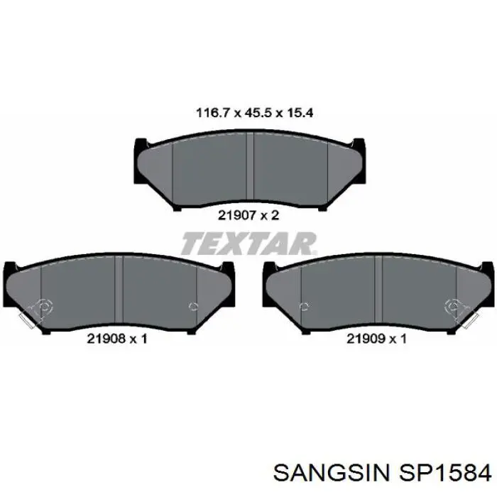 SP1584 Sangsin колодки гальмові задні, дискові