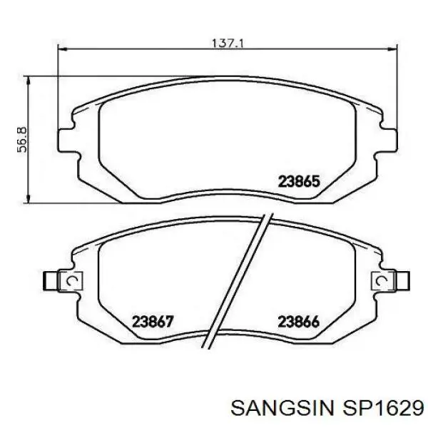 SP1629 Sangsin Передні гальмівні колодки